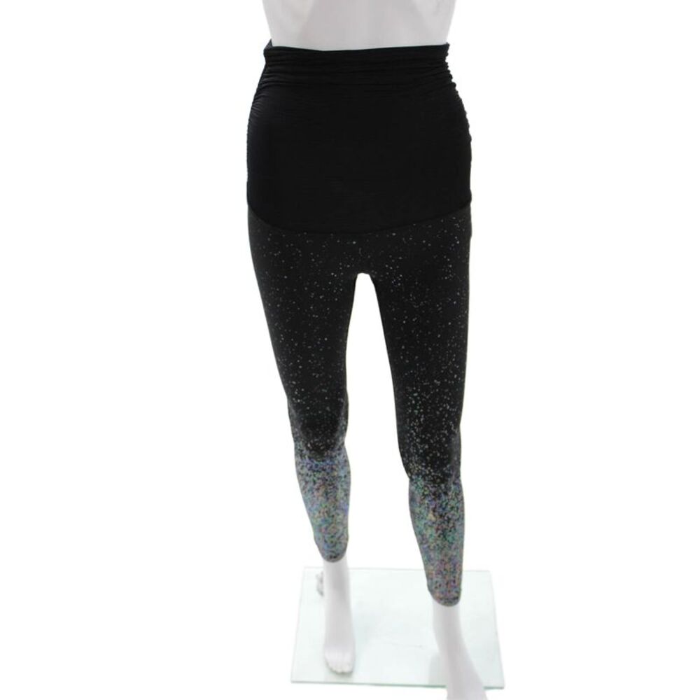 Beyond the Bump Womens Ankle Maternity Leggings Black Space Size XS